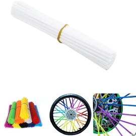 Shudyear Bicycle Spoke Leather Spoke Covers Wheelchair Dustproof Wheel Rim Protection and Decoration Cuttable Colorful Bicycle Wheel Decorations-72Pcs (White)