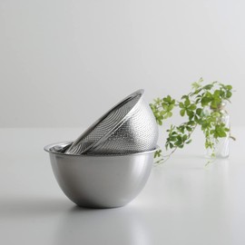 Shimomura Co., Ltd. 43204 Tsubamesanjo Deep and Easy to Use, Bowl & Colander, 8.3 inches (21 cm), Made in Japan, Easy to Mix Colander, Easy to Mix Vegetables, Preparation, Stainless Steel