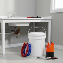 Tankless Water Heater Flushing Kit 5 Gal Pail 2 Hoses Descaling Powder Wrench Adapter Manual PumpBucket Capacity: 5 gal, Quantity: 5-Piece Set