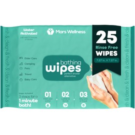 No Rinse Washing/Bathing Wipes - Just Add Water - Shower Cleansing Sponge/Wipes - Original Latherz - Soap Infused Dry Shower - Bulk 4 Pack of 25 Cloths (100 Total) - By Latherz