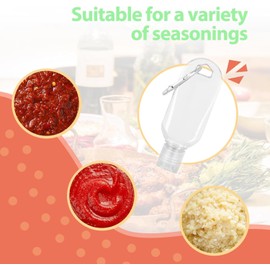 3Pcs Portable Hot Sauce Keychain Bottles - Mini Ketchup Containers for On-The-Go - 2oz/50ml Bottles, Refillable Travel Size Hot Sauce Keychain,Sauces, Gravies and Marinades,Hot Sauce,Pantry Staples