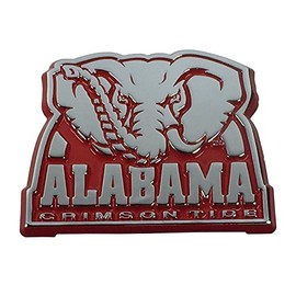 Alabama UA Crimson Tide Metal Auto Emblem Roll Tide! (Elephant Logo (Crimson Trim))