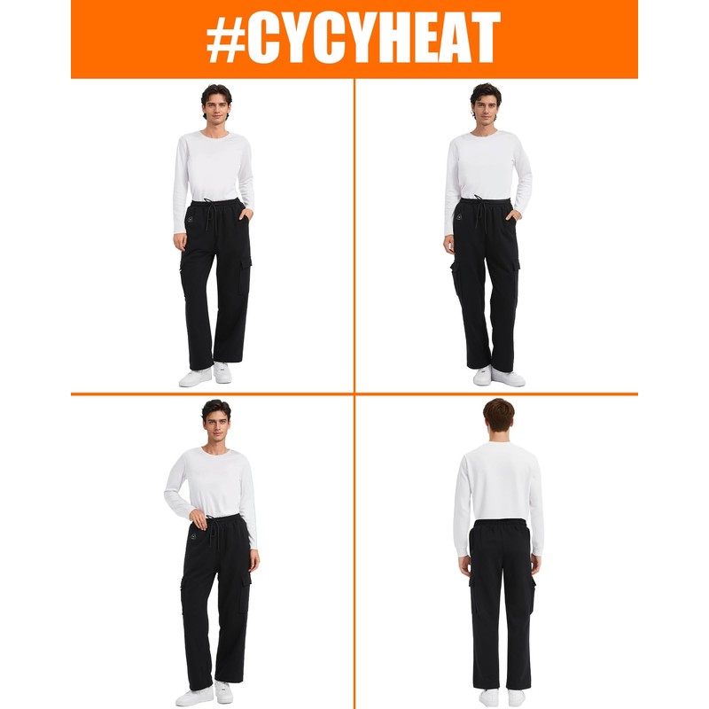 Men Heated Pants, 4 IN1 Control Switch Cargo Baggy Heating
