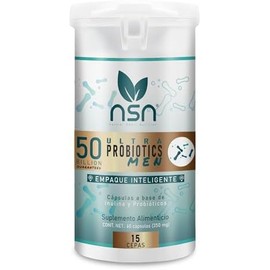 NSN  Probióticos de Alta Gama para Hombres  Formulado por la Dra. Friné Velázquez  con Beta sisterol - Soporte Masculino  con 50 Billones y 16 Cepas