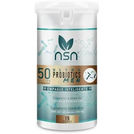 NSN  Probióticos de Alta Gama para Hombres  Formulado por la Dra. Friné Velázquez  con Beta sisterol - Soporte Masculino  con 50 Billones y 16 Cepas