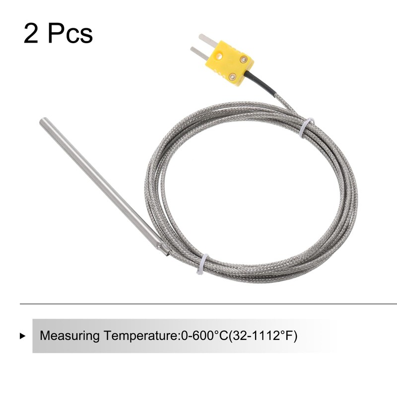 sourcing map 2pcs K Type Thermocouple with Plug, Meter Temperature