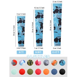 Cooraby 14 Pairs Kids Arm Sleeves Sun Protection Cooling Compression Arm Cover for Toddler Boy Girl Outdoor Sports, Novel Color, 11-14 Years
