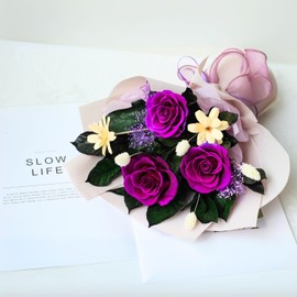 DAMOR Preserved Flowers Bouquet, Purple Roses for Delivery, Long Lasting Natural Flowers, Birthday Gifts for Her/Mom/Women/Wife/Grandma, Forever Roses Room Decorations