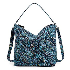 Vera Bradley Women's Cotton Oversized Hobo Shoulder Bag, Dreamer Paisley - Recycled Cotton, One Size