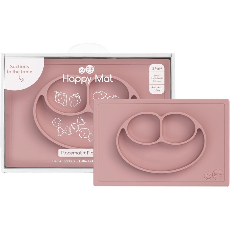 ez pz Plato Autoadherible Silicon para Bebé Happy Mat. Mantel