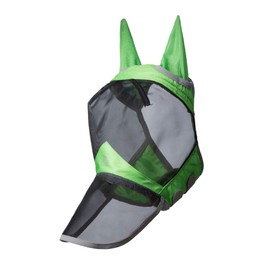 Harrison Howard CareMaster Pro Luminous Horse Fly Mask Long Nose with Ears Pasture Green (L; Full Size)