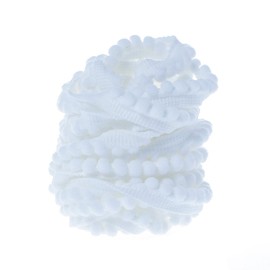 Yalulu 10 Yards Mini Pom Pom Tassel Pompom Trim Balls Fringe Ribbon Trimming Apparel Fabric Cord DIY Craft Sewing Supplies (White)