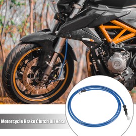 Motoforti Motorcycle Brake Clutch Hose Oil Hose Hydraulic Reinforced Motorcycle Stainless Steel 28°+90° Blue 190cm