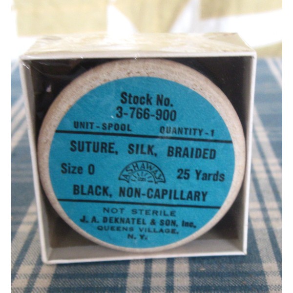 J. A. Deknatel and Son, Black Non-Capillary Suture, Silk, Braided