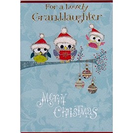 Christmas Card (PH4928) Lovely Granddaughter - Three Owls on a Branch