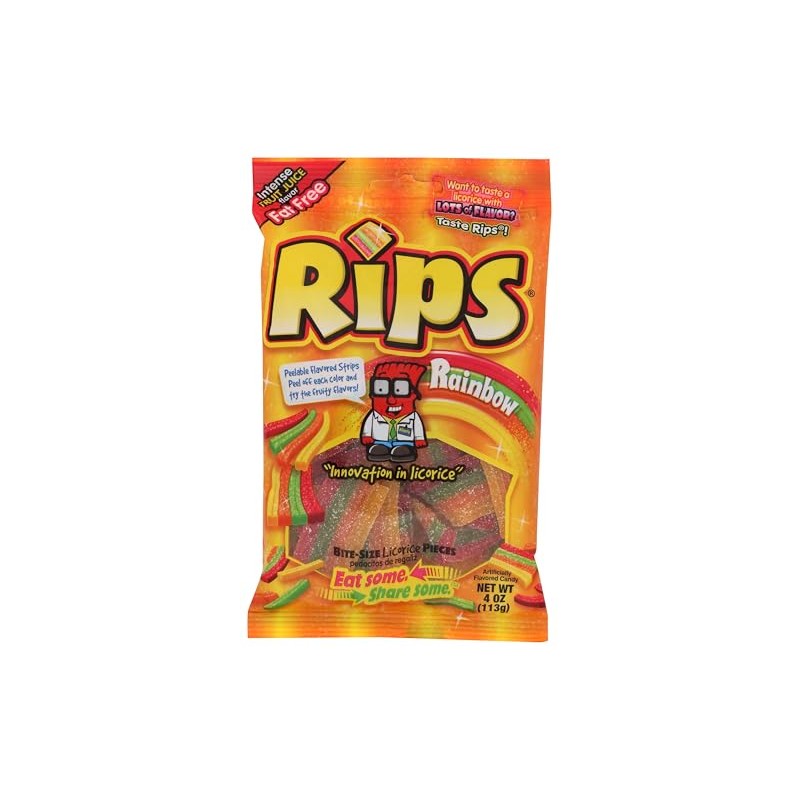 Rips Rainbow Bite Size Sugar Candy, 4 Ounce bag