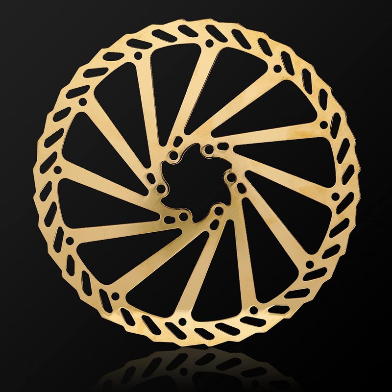 CNC Bike Disc Brake Rotor 203mm，MTB Brake Rotor With Bolts，2pcs（Gold）
