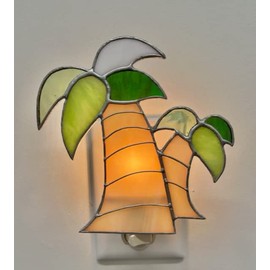 Palm Tree Stained Glass Night Light: Premium Handmade in USA
