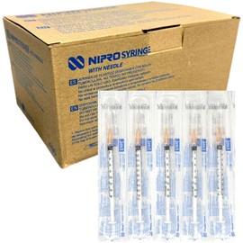 Jeringas NIPRO para Tuberculina 1 mL con Aguja 25G x 16mm | Esterilizadas, Uso Médico, Blíster Individual | Caja con 100 Piezas