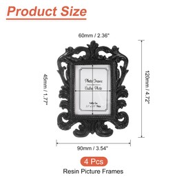 sourcing map 4 Pcs Vintage Resin Picture Frames, 4.7" x 3.5" Mini Picture Frames Oval Rectangle Wall Hanging Frames Display Frame Photo Holder for Home Wall Jewelry Display Hotel Decor, Black