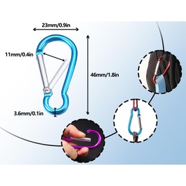 KAPSING Pack of 10 Mini Carabiner Hooks Key Ring Spring Key Carabiner Small for Camping Travel Hiking (3.5 x 40 mm, 5 Colours)