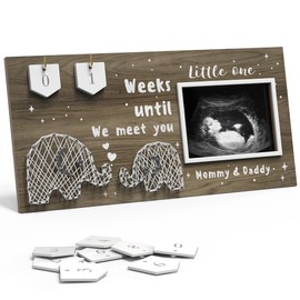 EURSET Baby Sonogram Picture Frame Countdown Weeks - Standard 4"x3" Ultrasound Photo - Pregnancy Announcements Ideas - Gender Reveal Baby-Shower Gift - New Mom Expecting Parents to Be Keepsake Gifts