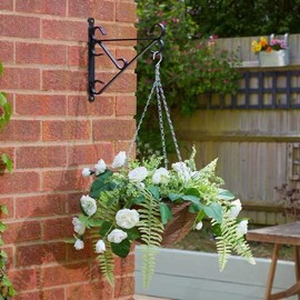 garden mile Hanging Basket Artificial Flowers Garden Decor Artificial Flowers and Leaves Hanging Chain Colorful Indoor Outdoor Patio Home Garden Weather UV Resistant (Rose Sensation)