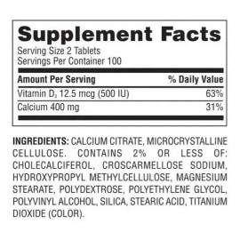 Equate Salud Huesos Citrato De Calcio + D3 200 Tabs Calcium Sabor Sin sabor