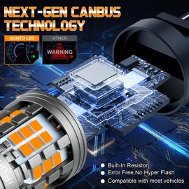 iFunyLED 2PCS 3157 LED Bulb, Super bright 3156 3056 3057 3047 3457 4157 LED, Anti Hyper Flash CANBUS Error Free, Replacement Light Kit Set for Car Tail Brake Turn Signal Blinker Lights - Amber