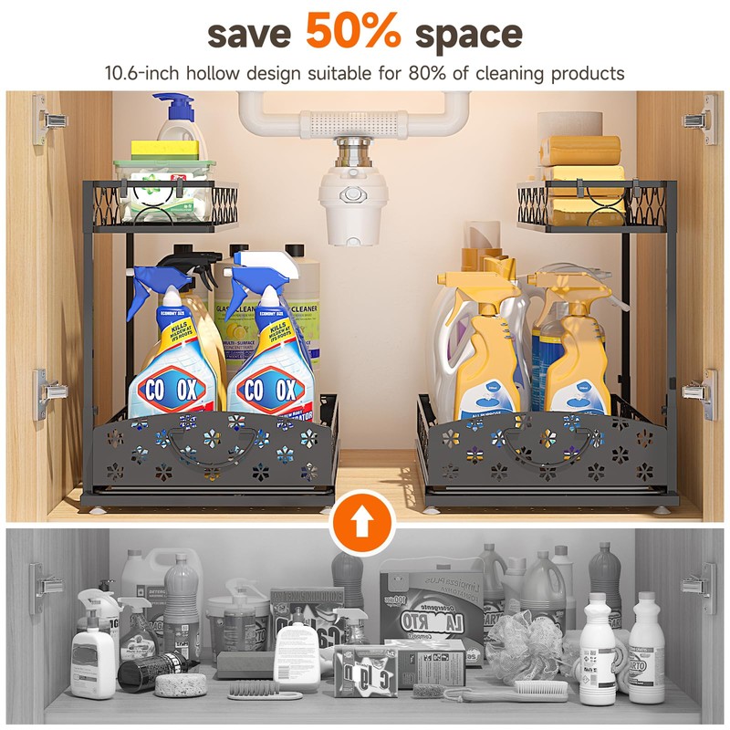 Sevenblue 2 Packs Under Sink Organizer, High Adjustable 2 Tier