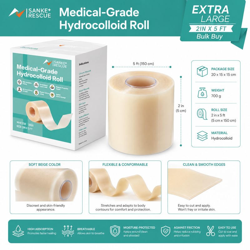 Hydrocolloid Bandage Roll for Minor Wound Care – Cut-to-Size Waterproof