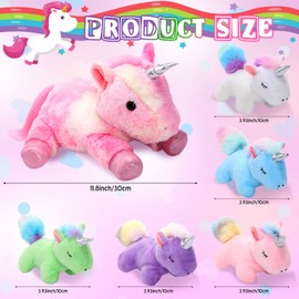 6 Pieces Unicorn Plush Toy Set 1 Large Unicorn Stuffed Animals 5 Colorful Mini Plush Unicorn Toys for Baby Toddler Kids Ages 3 4 5 6 7 8 Years Stocking Stuffers Keychain (Pink, Stylish Style)