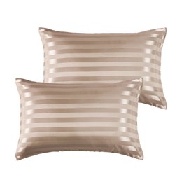 2 Pack Satin Pillowcases for Hair and Skin, Super Soft Silky Pillow Cases with Envelope Closure, Less Friction Less Wrinkles & Frizz (50 x 75cm, Champagne-Striped)