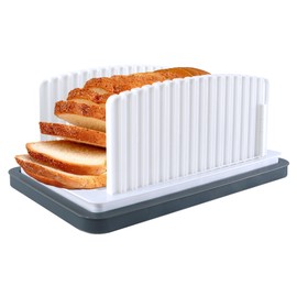 Multifunctional Bread Slicer-Sandwich/Toast Maker, Bread Cutter Slicer with Crumb Tray, Bread Slicer Guide Adjustable Width Length, Foldable & Compact Bread Cutter for Homemade Bread Toast Bagel Cakes