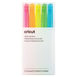 Cricut Cricut Glitter Gel Pens (Set of 5), Add Sparkly Glow to Cards, Paper, Decor, and More, for Use with Cricut Maker and Explore Cutting Machines, (Medium Point, 0.8mm, Neon)