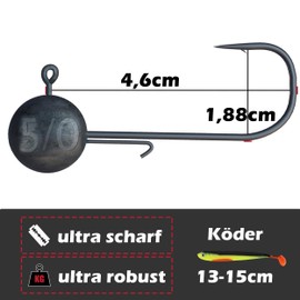 Paradox Fishing Jig Heads Set 5/0 25x I 5x 7g/10g/12g/15g/18g I Jig Heads Rubber Fish with Jig Head for Rubber Fish Zander Fishing Accessories