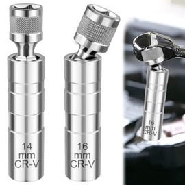 2 pieces universal flexible spark plug wrench, 14 mm and 16 mm, universal spark plug wrench, rotatable car spark plug wrench, remover installer tool for car repair, spark plug wrench set