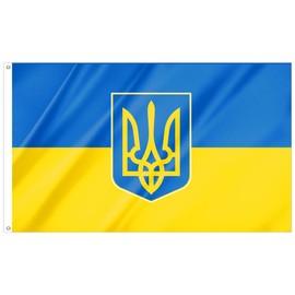 Mipico Ukraine Trident Flag 3x5FT Ukrainian National Flag Vibrant Color Fade Resistant Polyester with Grommets (Trident 3x5FT)
