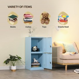 DAYTOYS 2 Door Metal Vertical Storage Locker for Kids Bedroom, Children Room, School, Office, Home,Stackable Steel Storage Cabinet for Toys, Sports Equipment,Anti-Falling Device. (2D, Blue)