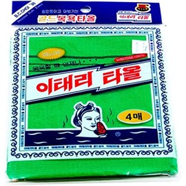 Korean Exfoliating Bath Washcloth 4 pcs (Green) by TeChef Home by Korean Italy Towel