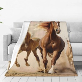 Bidesk Horse Throw Blanket - Soft, Cozy and Warm Flannel - Lightweight Yet Fuzzy Perfect for Couch, Bed, and Travel - Embrace The Outdoors with This Luxurious Horse-Themed Blankets 60"x50"