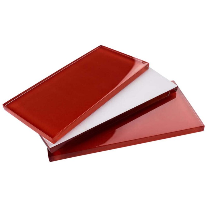 Tenedos Ruby Red 3x6 Red Glass Wall Tile Mosaic Backsplash