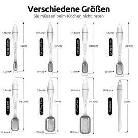 U-Taste 18/8 Stainless Steel Measuring Spoons, Square Metal Measuring Spoon Teaspoon Tablespoon with Leveler for Dry or Liquid Ingredients, Cooking Baking, Fits in Spice Jars (Set of 8, Silver)