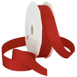Morex Grosgrain Swiss Ribbon, 7/8-In x 20-Yd, Red/Black Dots