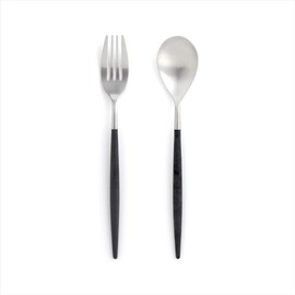 Cutipol MIO Black/Matte Silver Dessert (Fork/Spoon), Set of 2