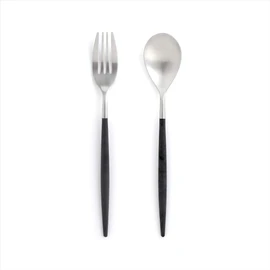 Cutipol MIO Black/Matte Silver Dessert (Fork/Spoon), Set of 2