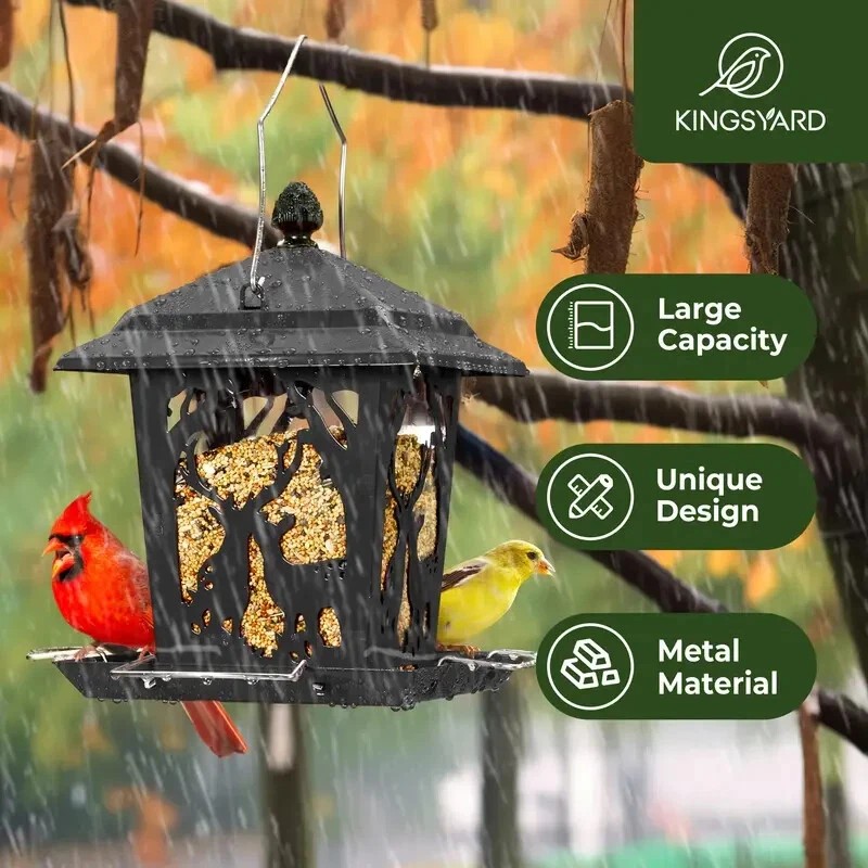 Bird Metal Deer Design Wild Bird Hopper Feeder With 4