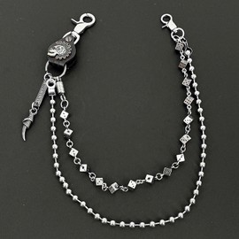 Men Bicycle Strong Heavy Punk Rocker Biker Jeans Pants Chain Studs Keel Key Chain Mens Wallet Chain (Black)