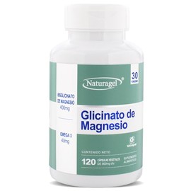 BISGLICINATO DE MAGNESIO | Naturagel Glicinato de Magnesio + Omega 3 | Apoyo Muscular, Neurologico y Conciliar el Sueño | 120 Cápsulas Veganas Vcaps® 