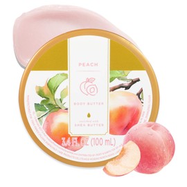 Princess Belle Peach Body Butter, Shea Body Butter for Women and Men Dry Skin, Natural Peach Lotion for Body Moisturizer, Deep Moisturizing and Softening-100ml(3.4 floz)